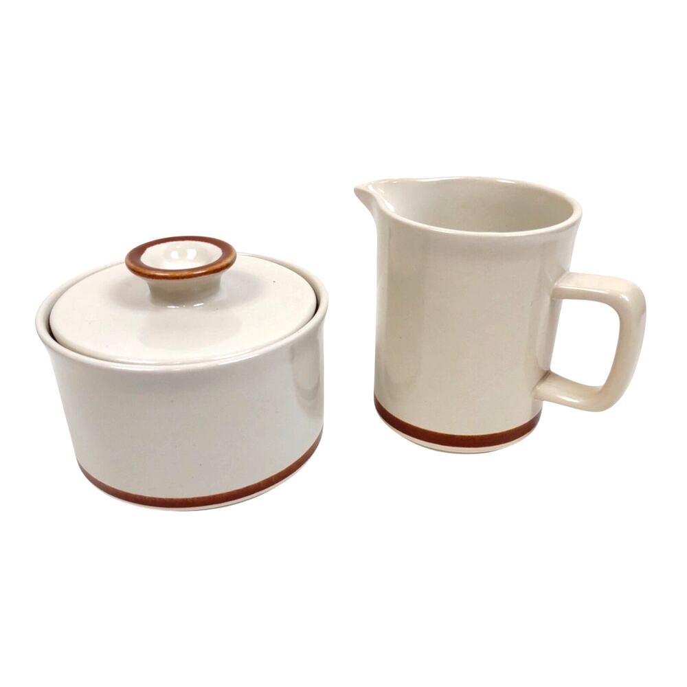 Vintage Camelot Stoneware Sugar Creamer Set Sandstone Japan Mid Century with Lid